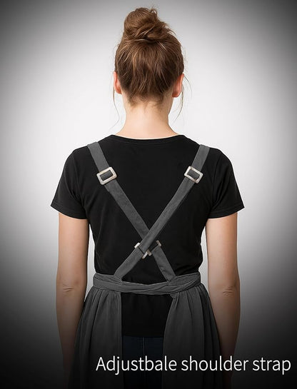 Pinknoke Vintage Pinafore Apron Dress for Women with Pockets Cute Floral Chef Aprons for Kitchen Cooking Baking Gardening - Image 8