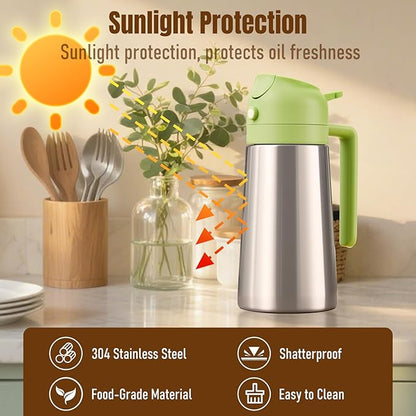 PARACITY Oil Dispenser Bottle with Stainless Steel Shell & Ceramic Sprayed Interior, 2 in 1 Olive Oil Sprayer and Dispenser, Oil Spray Bottle for Cooking, Kitchen, BBQ, Air Fryer, Salad, Baking(Green) - Image 5