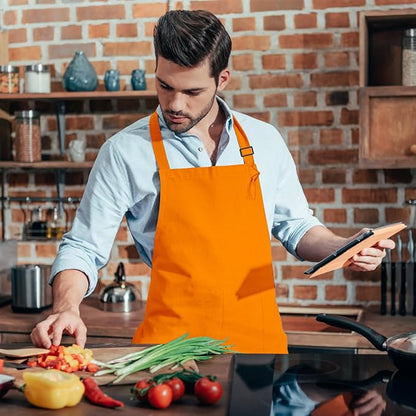 15 Pcs Adult Aprons Bulk with Pockets Adjustable Bib Chef Apron for Women Men Painting Cooking Crafting (S/L) - Image 7