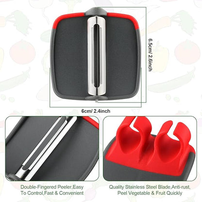 Mudder 4 Pieces Finger Grip Vegetable Fruit Peelers for Kitchen Palm Carrot Potato Peeler with Comfortable Rubber Finger Grip Veggie Peel Tools for Pumpkin Apple Cucumber Kiwi - Image 2
