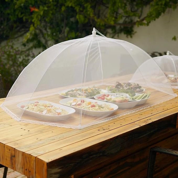 Simply Genius Pop-Up Mesh Food Covers for Outdoors - 6 Pack Extra Large 39" x 24", White, Collapsible & Reusable - Buffet Food Covers & Bug-Net Tent for Picnic, Party & Camping - Image 5