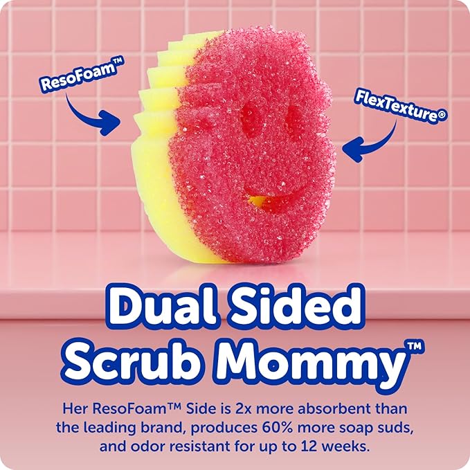 Scrub Daddy Scrub Mommy Sponges - Dish Scrubber + Non-Scratch Cleaning Sponges Kitchen, Bathroom + Multi-Surface Safe - Dual-Sided Dish Sponges for Scrubbing - Online Exclusive (3 Count) - Image 2