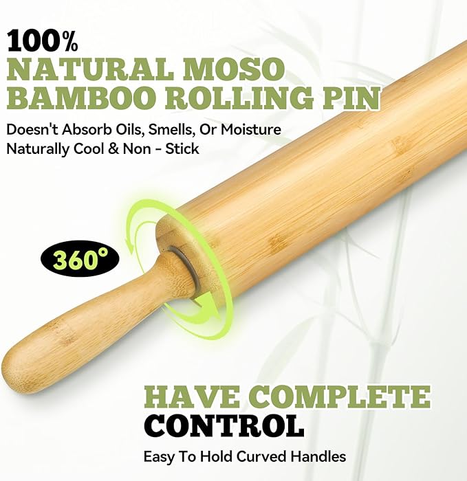 17.5 inch Wooden Rolling Pin for Baking - Long Dough Roller for All Baking Needs - Image 6