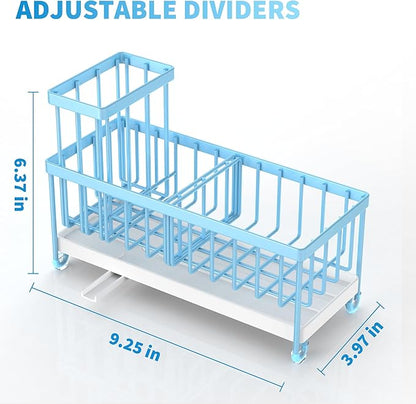 Cisily Sponge Holder for Kitchen Sink, Sink Caddy Organizer with High Brush Holder, Kitchen Countertop Organizers and Storage Essentials, Rustproof 304 Stainless Steel (Blue, 9.25″) - Image 5