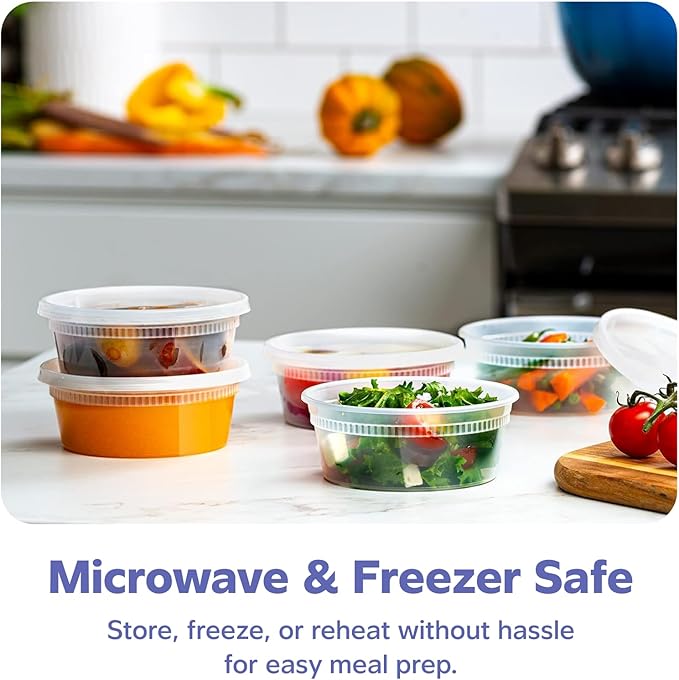 GUSTO [48 Sets - 8 oz. Plastic Deli Disposable Food Storage Containers with Airtight Lids - Slime Containers (Formerly Comfy Package) - Image 3