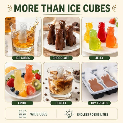 Alpaca Ice Cube Tray Mold - 3D Alpaca Shape Ice Cube Trays, Cute Ice Cube Molds for Whiskey Bourbon, 4-Hole Large Fun Shapes Ice Cube Trays, Funny Alpaca Gifts for Alpaca Lovers Women Men