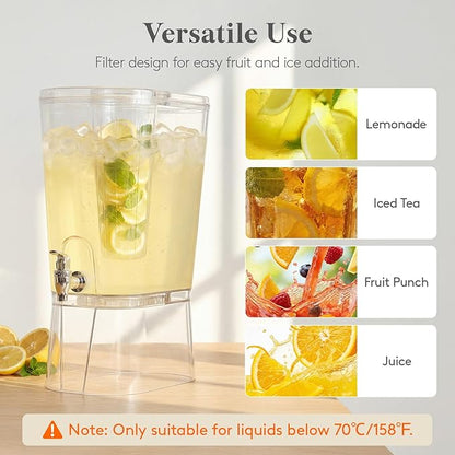 Lifewit 2 Gallon Drink Dispenser for Parties 2 Pcs, Large Plastic Beverage Container for Juice/Tea/Soda with Stand & Ice Core, Clear Lemonade Dispenser with Spigot, BPA Free Water Pitcher for Hosting - Image 6