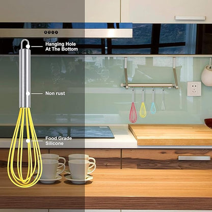 HOTEC 4 Pieces Silicone Whisks Set, Wire Balloon Whisks for cooking Egg Beater, Non-slip Handle Whisk for Non-stick Cookware Perfect for Cooking, Stirring, Beating and Blending (Multicolor) - Image 6