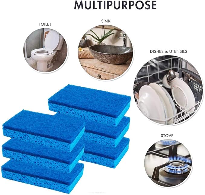 Scrubit Non-Scratch Cleaning Scrub Sponges- Scrubbing Dish Sponge Ideal for Washing Kitchen,Dishes, Bathroom &More – Dishwashing Sponge Along with A Thought Scrubber – 6 sponges - Image 4