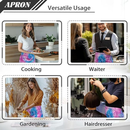 Server Apron with 3 Pockets, Waterproof Oil Waitress Waiter Half Apron for Restaurant Hotel Kitchen Cafe