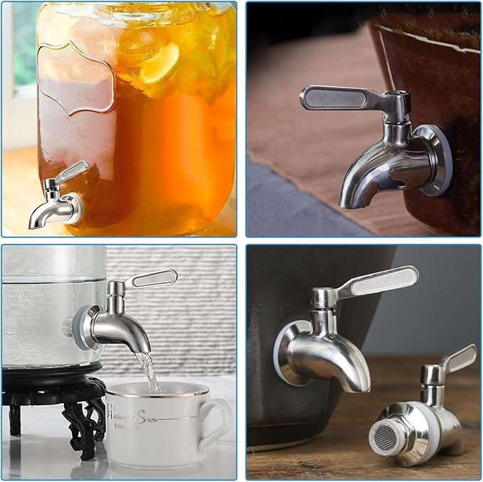 Lulonpon 1 Pieces Dispenser Faucets, Stainless Steel Spigot for Beverage Dispensers, Juice Dispenser Spigot, Water Dispensers Replacement Stainless Steel Barrel Faucet for Glass Jar, Party, Camping - Image 6