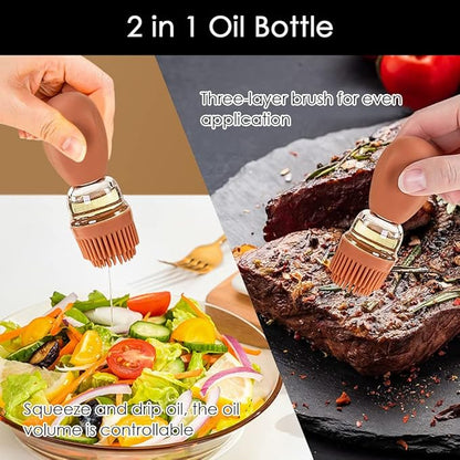 TINMIX Oil Dispenser with Brush - Glass Olive Oil Dispenser for Kitchen, 2 IN 1 Oil Dispenser Bottle with Silicone Basting Brush for Cooking Vinegar Sauce BBQ Grill Frying, T-OB21, Red - Image 5