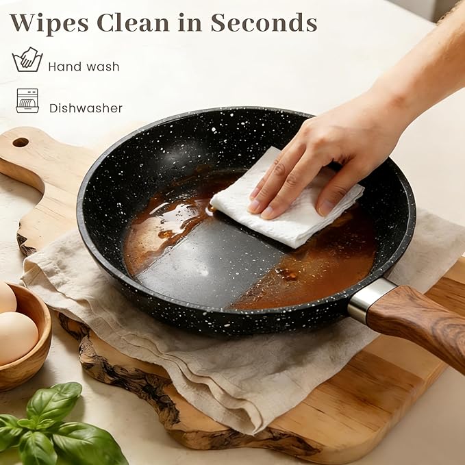 Frying Pans Skillet - 9 Pieces Nonstick Frying Pan Set Includes 3 Sizes (8"/ 10"/ 12"), PFOA Free, Induction & Oven Safe, Easy to Clean for Home Daily Cooking - Image 5
