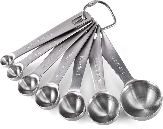 U-Taste 18/8 Stainless Steel Measuring Spoons Set: 7 Piece - 1/8, 1/4, 1/2, 3/4 tsp, 1 tsp, 1/2 & 1 tbsp for Dry & Liquid Ingredients by U-Taste