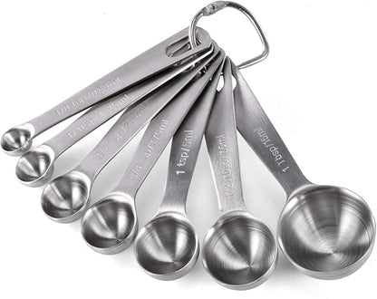 U-Taste 18/8 Stainless Steel Measuring Spoons Set: 7 Piece - 1/8, 1/4, 1/2, 3/4 tsp, 1 tsp, 1/2 & 1 tbsp for Dry & Liquid Ingredients by U-Taste
