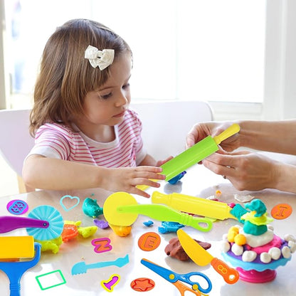 LCY WEDSHI Dough Tool Set, 56 Pcs Dough Tools Sets for Kids Ages 4-8, Dough Accessories Includes Alphabet Numbers Shapes, Cutters Roller, Rolling Pins, Safety Scissors, Plastic Knife - Image 5