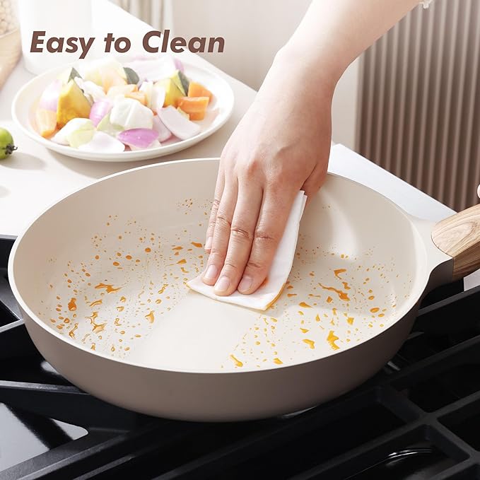 SENSARTE Ceramic Nonstick Frying Pan Skillet with Lid 9.5Inch Non Stick Egg Pan Omelette Pans, Non-toxic Kitchen Cooking Chef's Pan, Free of Intentionally Added PFAS/PTFE/PFOA, Induction Compatible - Image 7