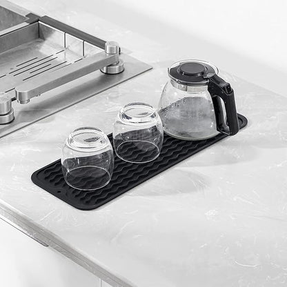 MicoYang Silicone Dish Drying Mat for Multiple Usage,Easy clean,Eco-friendly,Heat-resistant Silicone Mat for Kitchen Counter,Sink,Bar,Bottle,or Cup Black M 17 inches x 6 inches - Image 6