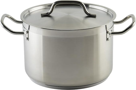 Winco Heavy-Duty Stainless Steel Stock Pot with Cover, 8 Quart by Winco