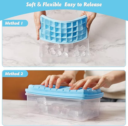 Silicone Ice Cube Tray with Leak-Proof Lid & Storage Bin for Freezer – BPA-Free 36-Piece Nugget Ice Molds, Spill-Resistant Cover & Ice Scoop Container Cover - Image 4