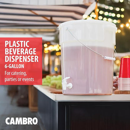 Cambro DSPR6148 SIX-GALLON (22,7 L) BEVERAGE DISPENSER, White, 22 Quart Case of 1 - Image 2