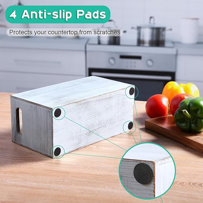 ALELION Rustic White Utensil Holder with Removable Divider - 3 Compartment Wooden Utensil Caddy Organizer for Kitchen Counter - Cooking Utensil Crock for Countertop - Image 5