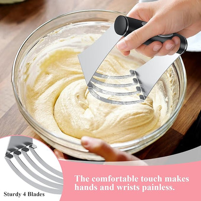 Biscuit Cutter Set, Stainless Steel Flour Sifter, Pastry Cutter, Pastry Scraper and Dough Blender, Flour Sieve for Quick Sifting Cakes and Spices, Professional Baking Dough Tools (4 Set) - Image 2