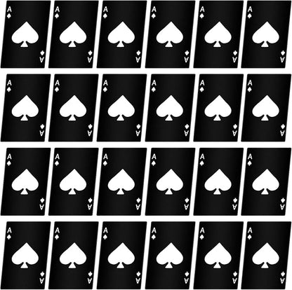 Chumia Poker Card Bottle Openers Stainless Steel Poker Card Beer Ace Bottle Cap Openers for Wedding Birthday Party Bridal Shower Table Tools Supplies(Black,24 Pieces)