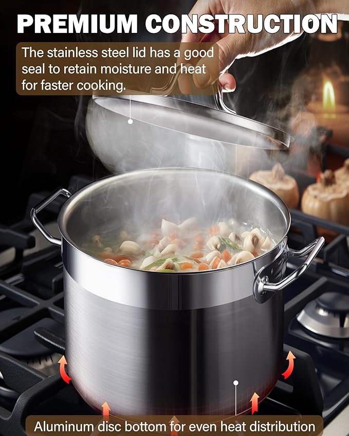 Cooks Standard Stockpots Stainless Steel, 16 Quart Professional Grade Stock Pot with Lid, Silver - Image 5