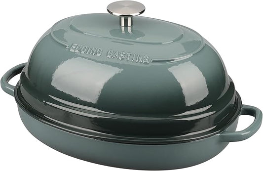 EDGING CASTING Enameled Oval Cast Iron Dutch Oven Pot with Lid, Bread Dutch Oven for Sourdough Bread Baking, Dutch Oven Bread, Bread Oven, 6QT, Slateblue by EDGINGCOOKWARE