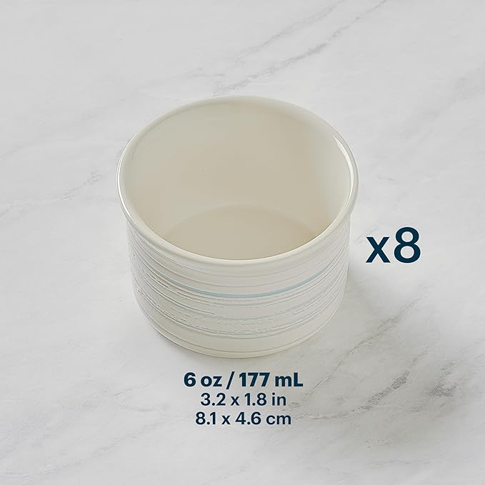 Pyrex 8-Piece, 6oz Ceramic Ramekin Bakeware Set, Nonstick Souffle Oven Pans, Bakers, For Baking, Roasting, Steaming - Image 4