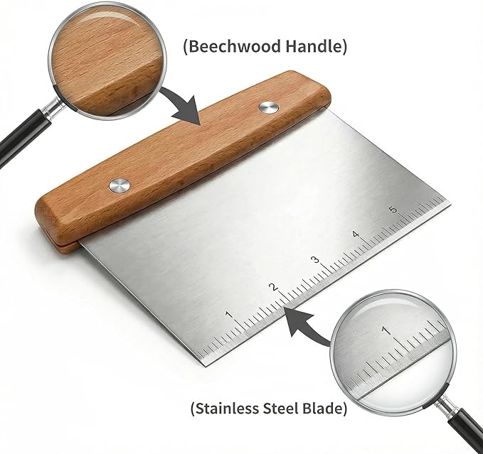 Dough Cutter, Kitchen Scraper, Food Scraper, Multipurpose Pastry Pizza Baking Cooking Cutting Board, Bench Scraper Kitchen Tool, Stainless Steel Metal Griddle Scraper Chopper Tool - Image 6