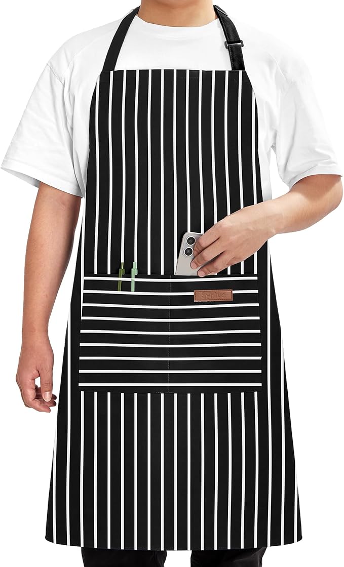 Syntus Chef Apron for Men Women Kitchen Cooking Apron with Pockets, Adjustable Bib Aprons Stain Resistant by Syntus