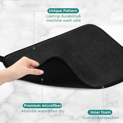 GeeRic Microfiber Dish Drying Mat, Super Absorbent Kitchen Dish Drying Pad, Reversible for Countertop, 12*16 inch Black - Image 3