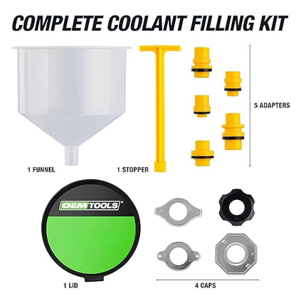 OEMTOOLS No-Spill Coolant Funnel Kit, 15 Piece Fluid and Oil Funnel Set, Allows Access To Hard-To-Reach Radiators - Image 9