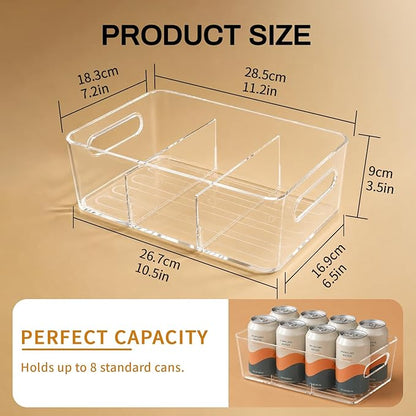 Mpotmiy 10 Pack Pantry Organizers and Storage,Clear Plastic Containers with 2 Dividers for Kitchen,Fridge Organization and Storage,Acrylic Bins for Pounches,Spice Packet,Snack organzier