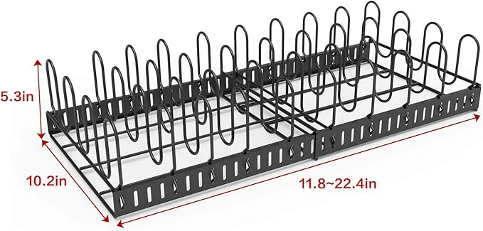 Expandable Food Container Lid Organizer,Large Capacity Adjustable 8 Dividers Detachable Lid Organizer Rack for Cabinets, Cupboards, Pantry Shelves, Drawers Keep Kitchen Tidy,Black 10.2”wide,3.6 Pound. - Image 6
