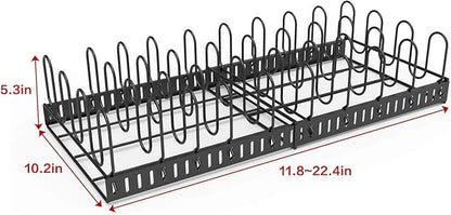 Expandable Food Container Lid Organizer,Large Capacity Adjustable 8 Dividers Detachable Lid Organizer Rack for Cabinets, Cupboards, Pantry Shelves, Drawers Keep Kitchen Tidy,Black 10.2”wide,3.6 Pound. - Image 6