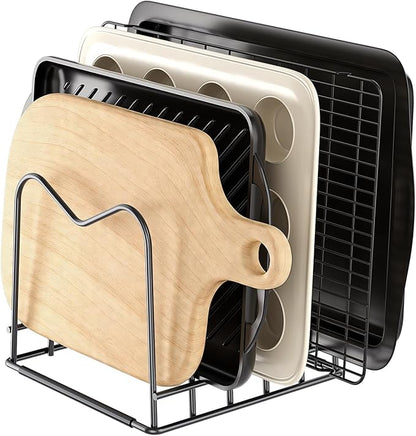 ORDORA Cutting Board Holder Stand Rack Organizer for Cabinet, 5mm Wire Storage Rack for Countertop, Baking Cookie Sheet Pan Organizer inside Cabinet, Chopping Board Holder for Pots, Lids and Skillets by ORDORA