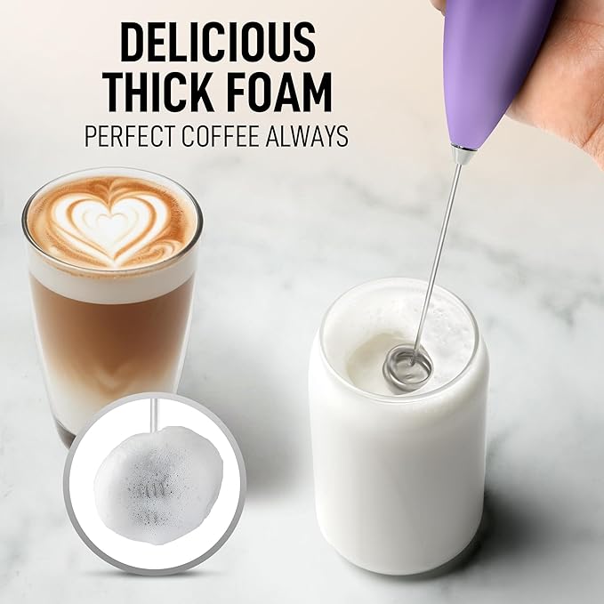 Zulay Kitchen Whisk Milk Frother with 4 Duracell Batteries - Powerful Handheld Foam Maker for Coffee, Lattes, Matcha, Hot Chocolate & Cappuccinos - Whip Creamy Froth in Seconds - Image 2
