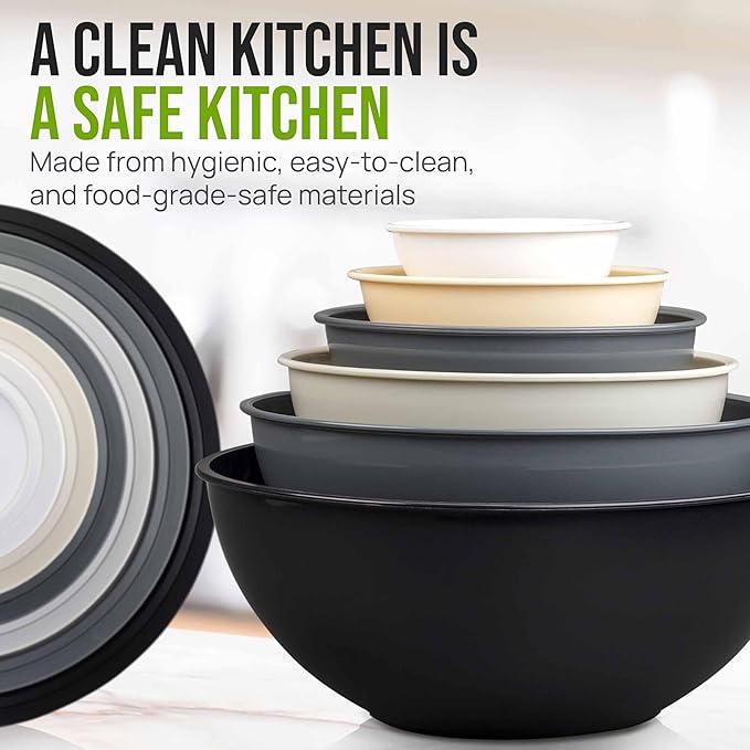 Zulay Kitchen 12 Piece Plastic Mixing Bowls with Leak-Proof Lids Set - Microwave and Freezer Safe Kitchen Mixing Bowls for Preparing, Serving and Storing - Large Nesting Bowls (Midnight Ombre) - Image 6