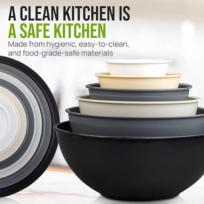 Zulay Kitchen 12 Piece Plastic Mixing Bowls with Leak-Proof Lids Set - Microwave and Freezer Safe Kitchen Mixing Bowls for Preparing, Serving and Storing - Large Nesting Bowls (Midnight Ombre) - Image 6