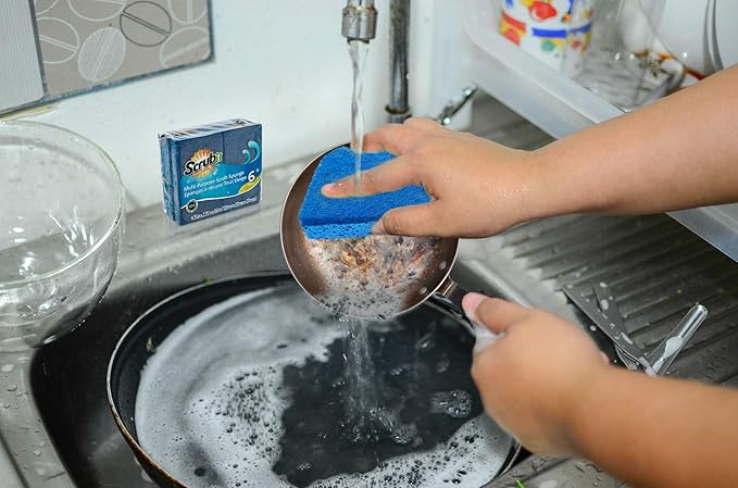 Scrubit Non-Scratch Cleaning Scrub Sponges- Scrubbing Dish Sponge Ideal for Washing Kitchen,Dishes, Bathroom &More – Dishwashing Sponge Along with A Thought Scrubber – 24 sponges - Image 4