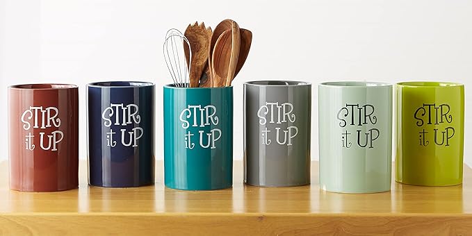 DII Kitchen Accessories Retro Collection Ceramics, Utensil Holder, Teal - Image 6