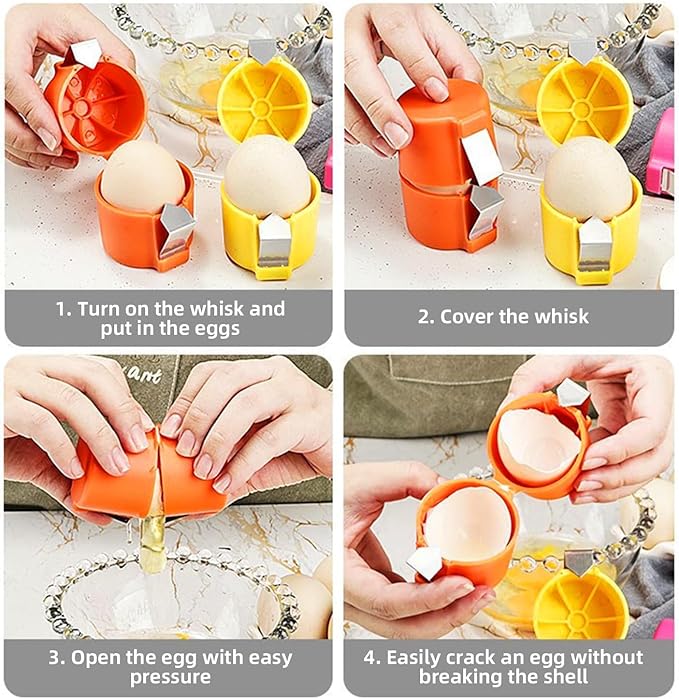 3Pcs Egg Shell Opener, 2026 New Egg Cracker Tool for Raw Eggs, Hard Boiled Egg Peeler Egg Cube Egg Separator Handheld, Stainless Steel Eggshell Breaker Egg Shell Cutter Kitchen Gadgets