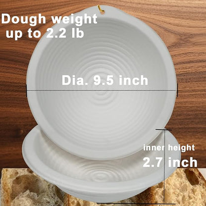 9 Inch Pulp Sourdough Banneton Bread Proofing Basket with 2 Liners, Round Pulp Banneton Bread Proofing Supplies, Reusable Sugarcane Fiber Cold Fermentation Basket Bowl for Homemade Baker Starter - Image 7