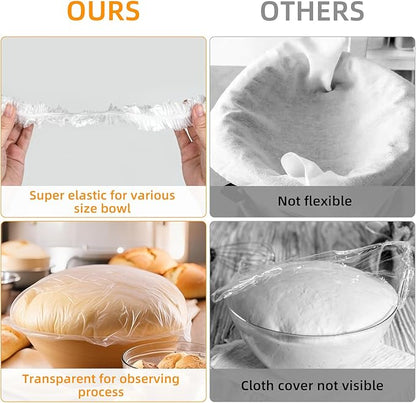 100 Plastic Large Bowl Covers - 20 Inch Elastic Reusable, Large Bowl Covers For Bread Proofing, Multi-Purpose Kitchen Outdoor Must-Have
