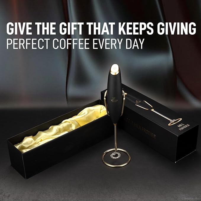 Zulay Kitchen Executive Series Luxury Gift Milk Frother with 4 Duracell Batteries – Handheld Electric Foam Maker for Coffee, Lattes & Hot Chocolate – Deluxe Finish, Ultimate Gift for Coffee Lovers - Image 4