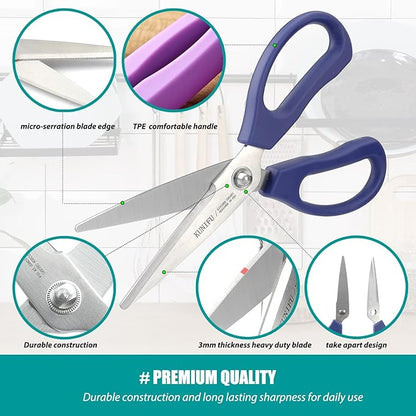 KUNIFU Kitchen Scissors, All Purpose Kitchen Shears, Heavy Duty Come Apart Scissors Gadgets Utensils - Black