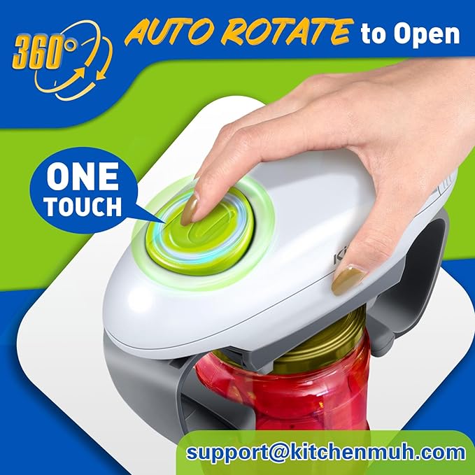 Higher Torque Electric Jar Opener for Seniors with Arthritis Fit Almost Jars Size, Strong Tough Automatic Jar Opener for Weak Hands, Hands Free Battery Operated Bottle Opener for Arthritic Hands White - Image 2
